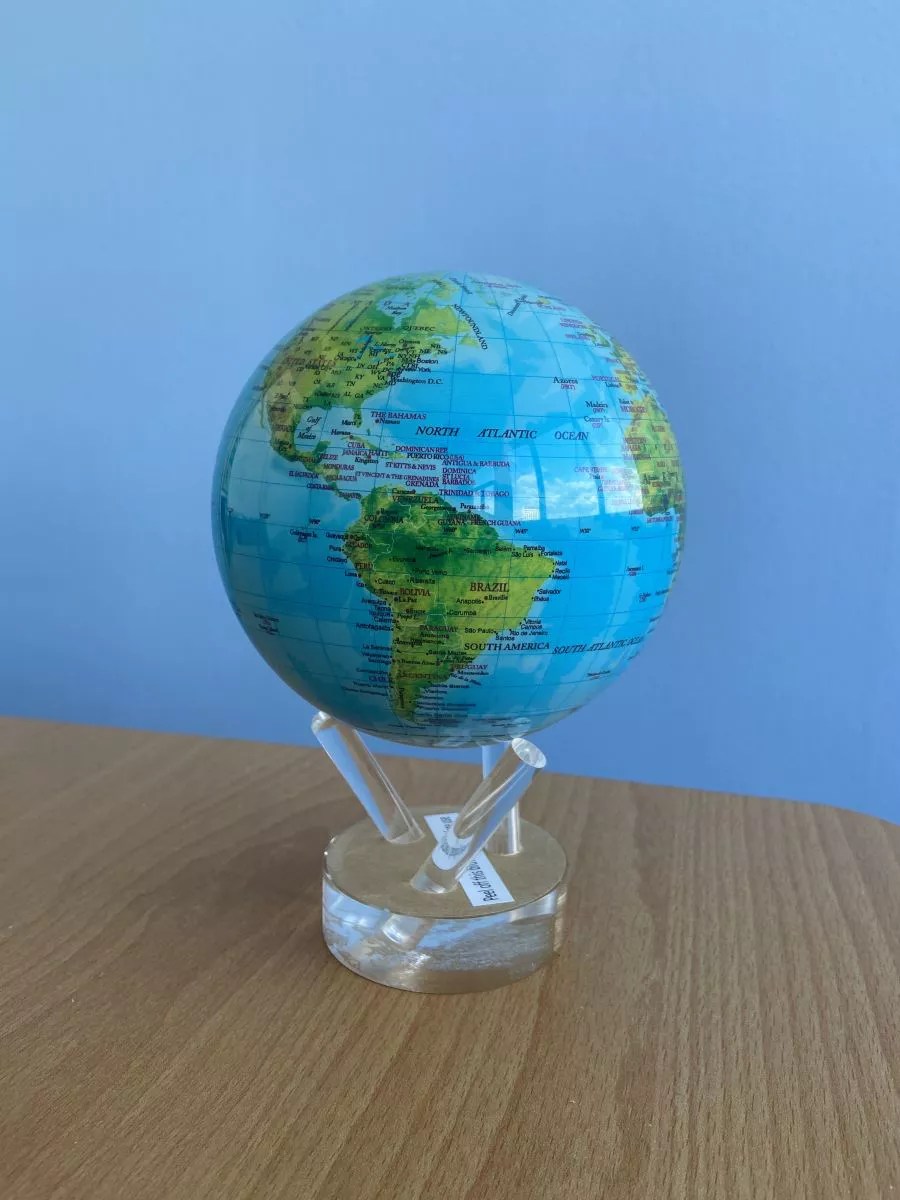 Mova Blue Relief Map Self Rotating Globe 68travel